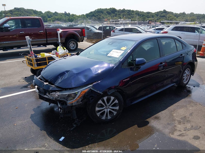Vin: jtdebrbe6lj001536, lot: 46237343, toyota corolla hybrid le 20202