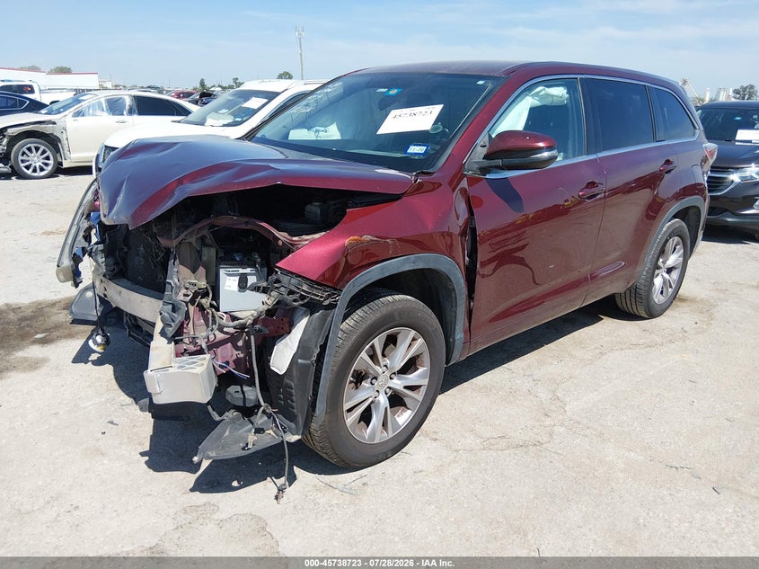 Vin: 5tdzkrfh5es032188, lot: 46237427, toyota highlander le plus v6 20142