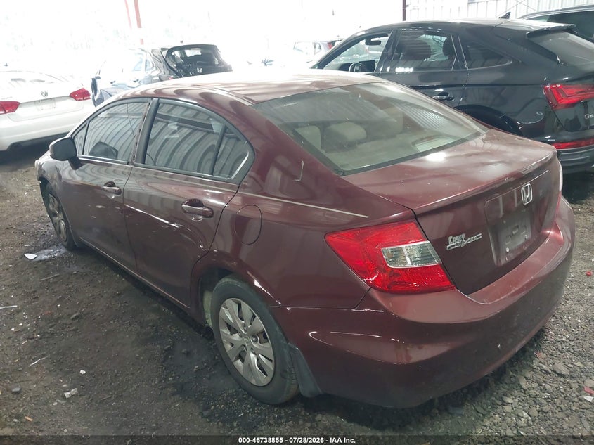 Vin: 2hgfb2f5xch537351, lot: 46237559, honda civic lx 20123