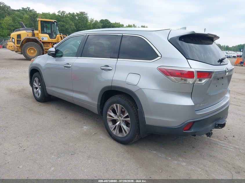 Vin: 5tdjkrfh4fs129347, lot: 46237584, toyota highlander xle v6 20153