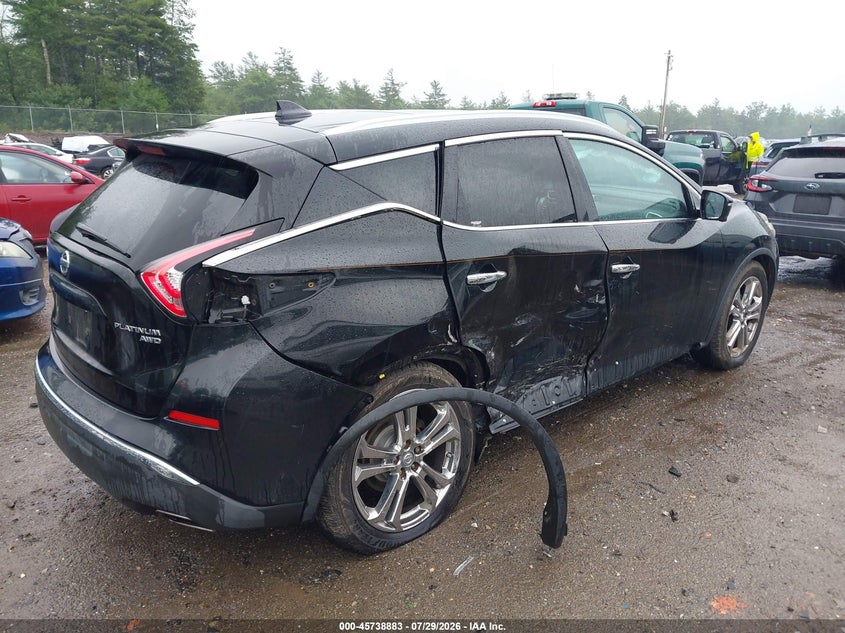 Vin: 5n1az2mhxgn154326, lot: 46237587, nissan murano platinum 20164