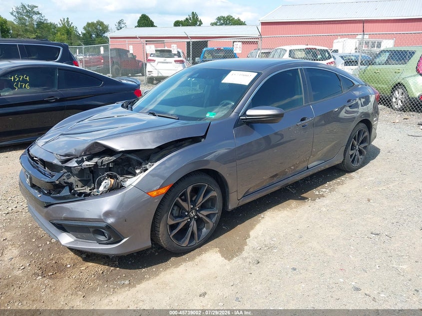 2019 Honda Civic, Front End, IAAI, VIN 19XFC2F86KE023576 — photo 2