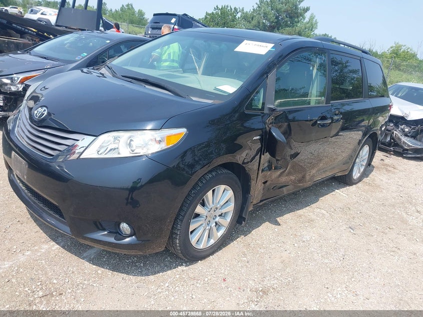 Vin: 5tddz3dc8hs186151, lot: 46238572, toyota sienna xle 7 passenger 20172