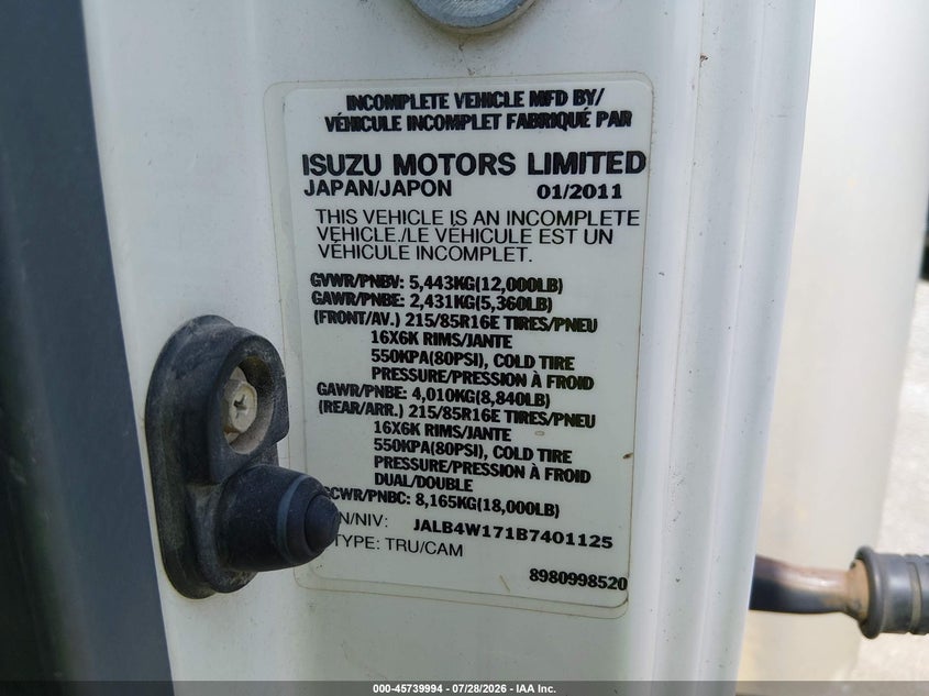 2011 ISUZU NPR DSL REG AT ECO-MAX VAN N/A