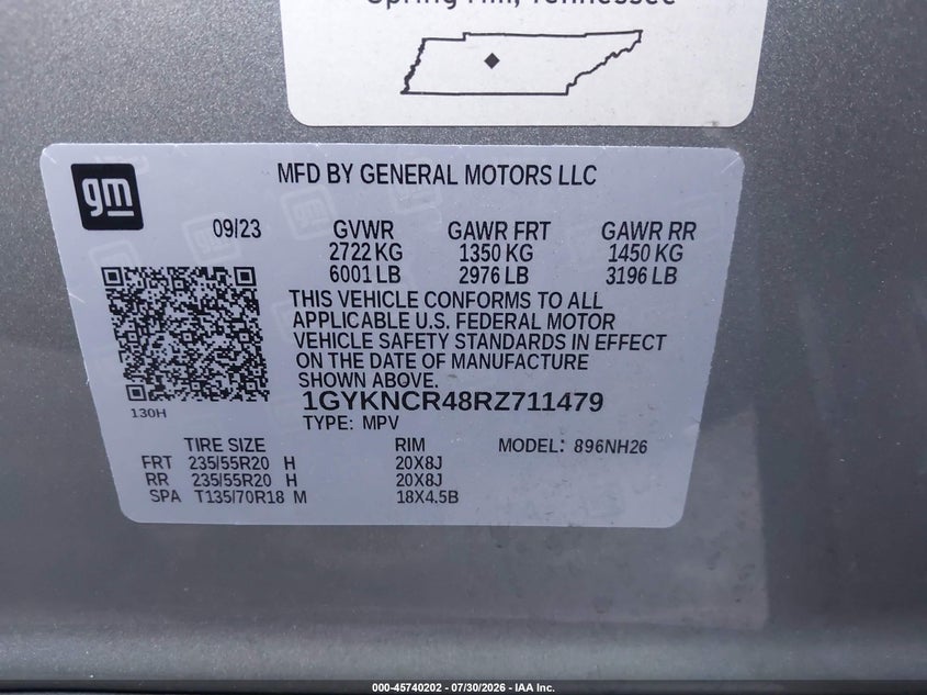 CADILLAC XT5 2024 VIN 1GYKNCR48RZ711479