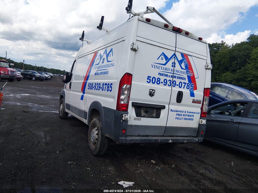 Vin: 3c6trvcg6ge136554, lot: 46240328, ram promaster 2500 high roof 20163