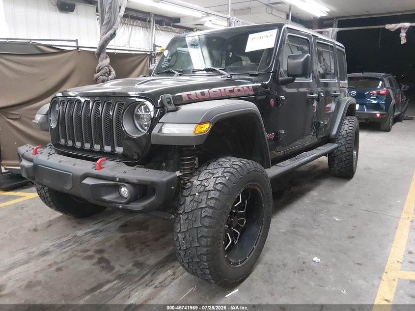 2020 Jeep Wrangler Unlimited Rubicon 4X4, Rear, IAAI, VIN 1C4HJXFN1LW261912 — photo 2