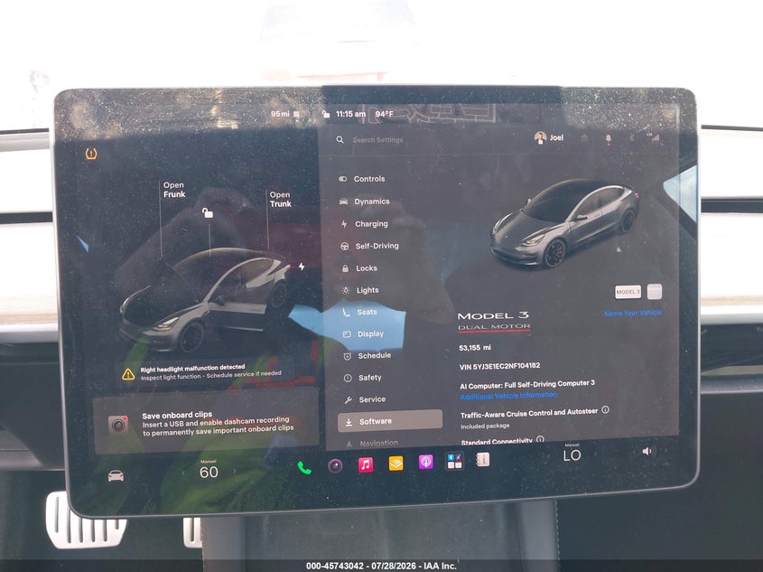 2022 TESLA MODEL 3 auction photo 7