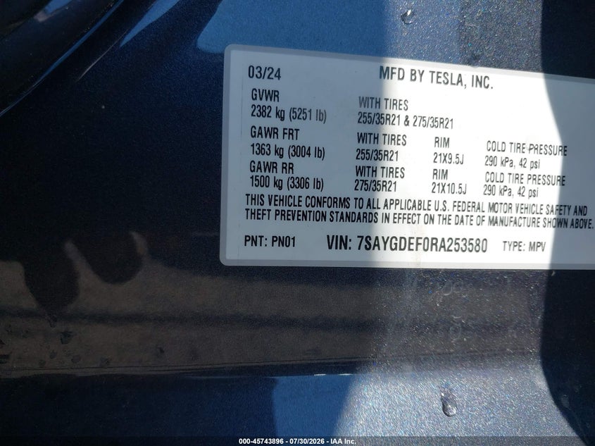 2024 TESLA MODEL Y SPORT UTILITY VEHICLE ELECTRIC