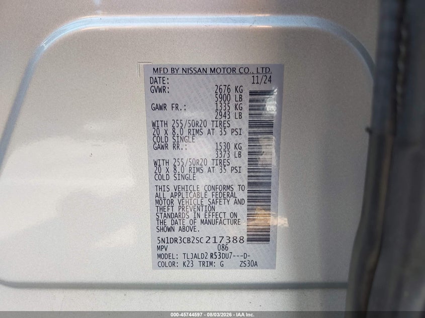 2025 NISSAN PATHFINDER SPORT UTILITY VEHICLE 3.5L V-6 DI, DOHC, VVT, 284HP