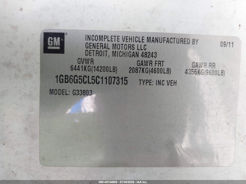 2012 CHEVROLET EXPRESS CUTAWAY auction photo 8
