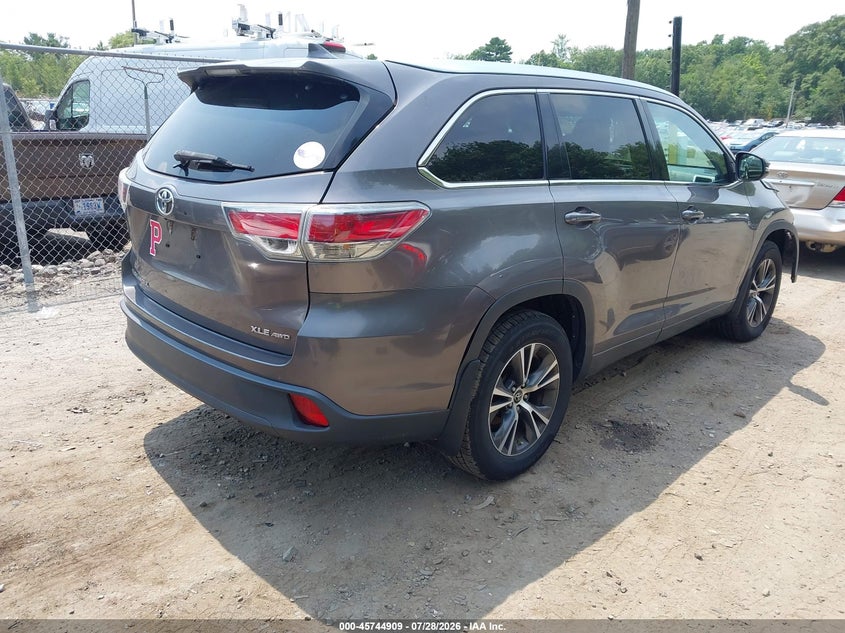 Vin: 5tdjkrfh0gs319485, lot: 46243612, toyota highlander xle v6 20164