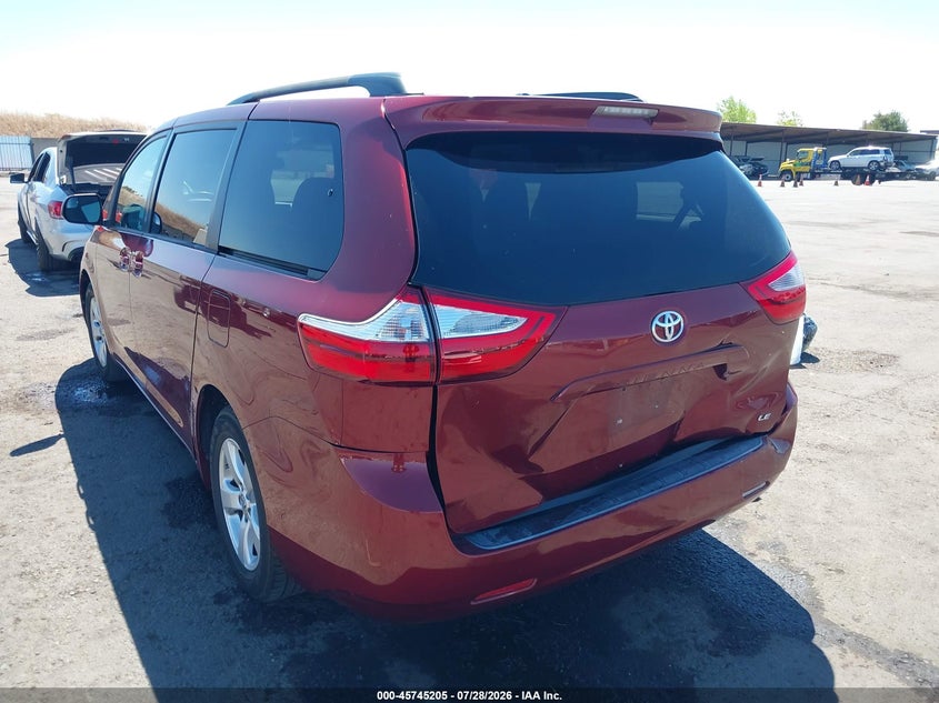 Vin: 5tdkz3dcxhs863756, lot: 46243909, toyota sienna le 8 passenger 20173
