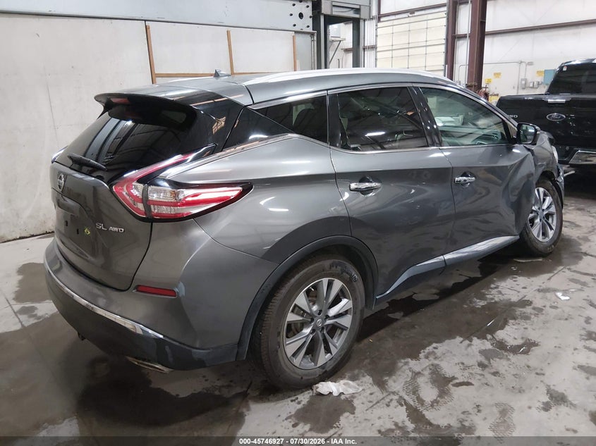 Vin: 5n1az2mh8fn225697, lot: 46245631, nissan murano sl 20154