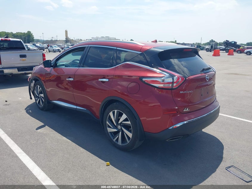 Vin: 5n1az2mh4fn290594, lot: 46245641, nissan murano platinum 20153