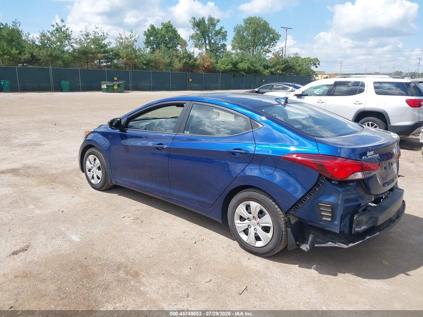Vin: 5npdh4ae8gh744163, lot: 46247775, hyundai elantra se 20163