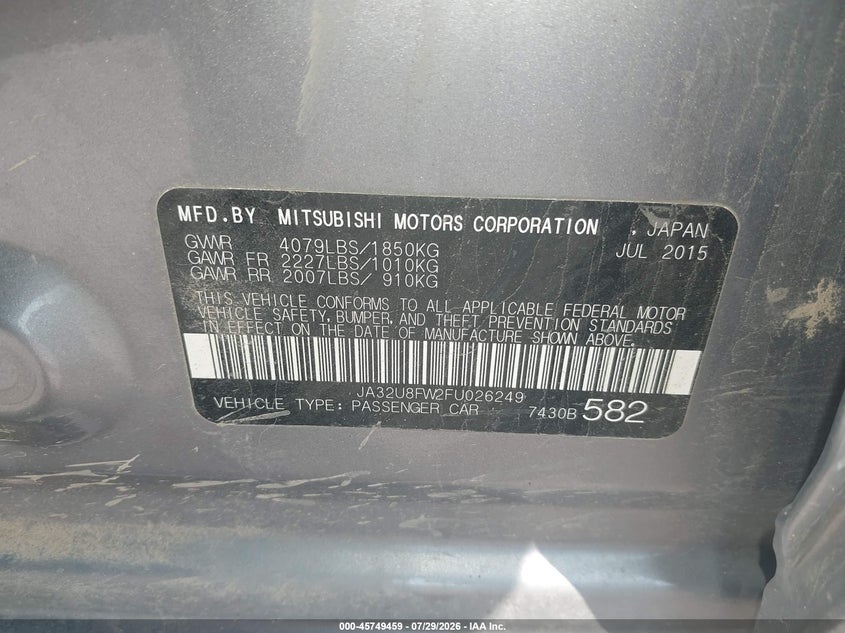 2015 MITSUBISHI LANCER GT · Фото 9