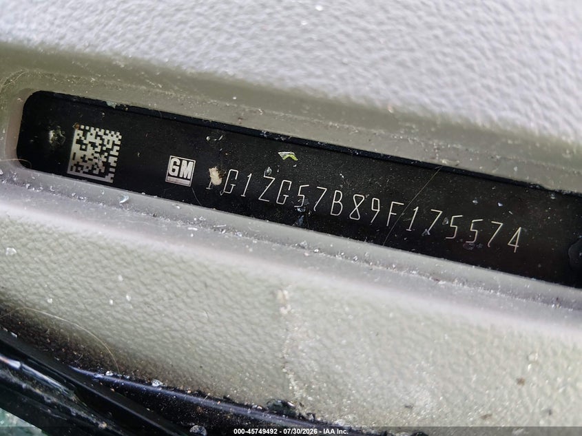 CHEVROLET MALIBU 2009 VIN 1G1ZG57B89F175574
