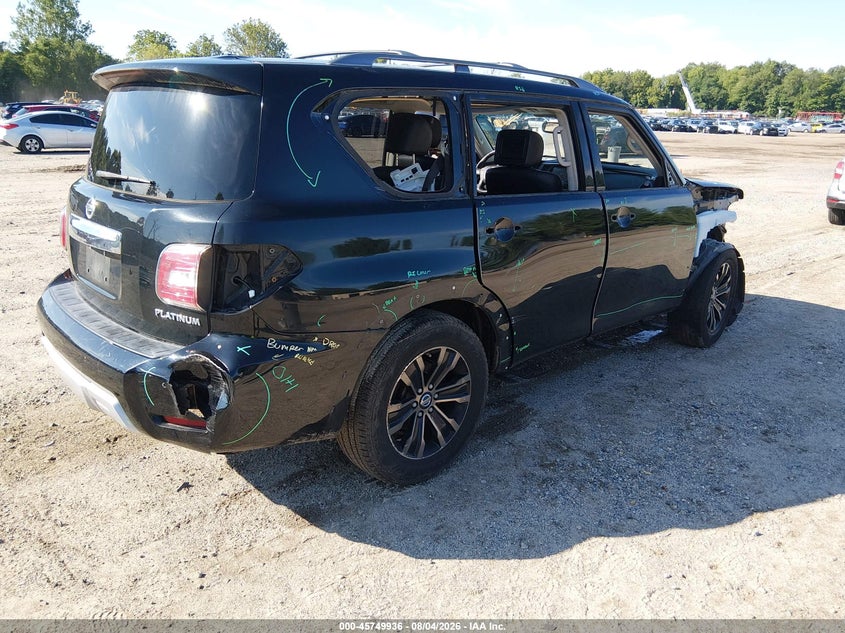 Vin: jn8ay2ne3h9705819, lot: 46248658, nissan armada platinum 20174