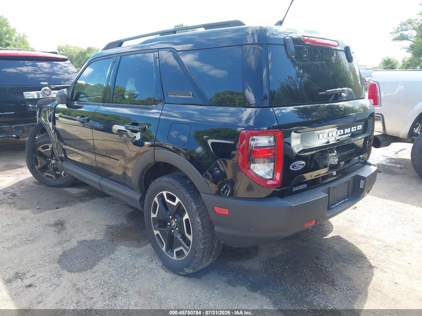 Vin: 3fmcr9c67mrb38076, lot: 46249506, ford bronco sport outer banks 20213