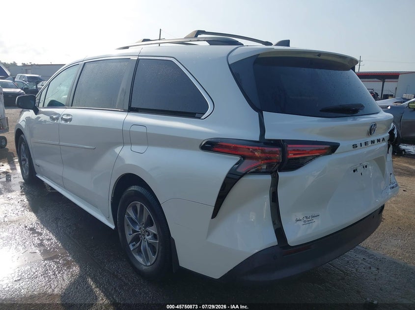 Vin: 5tdyrkec6ms054302, lot: 46249595, toyota sienna xle 20213