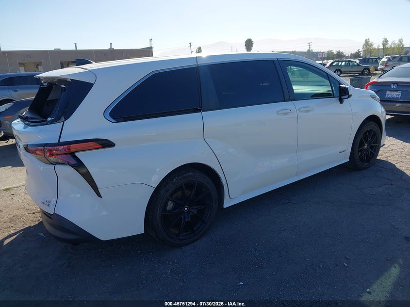 Vin: 5tdkrkec8ms016690, lot: 46250016, toyota sienna le 20214