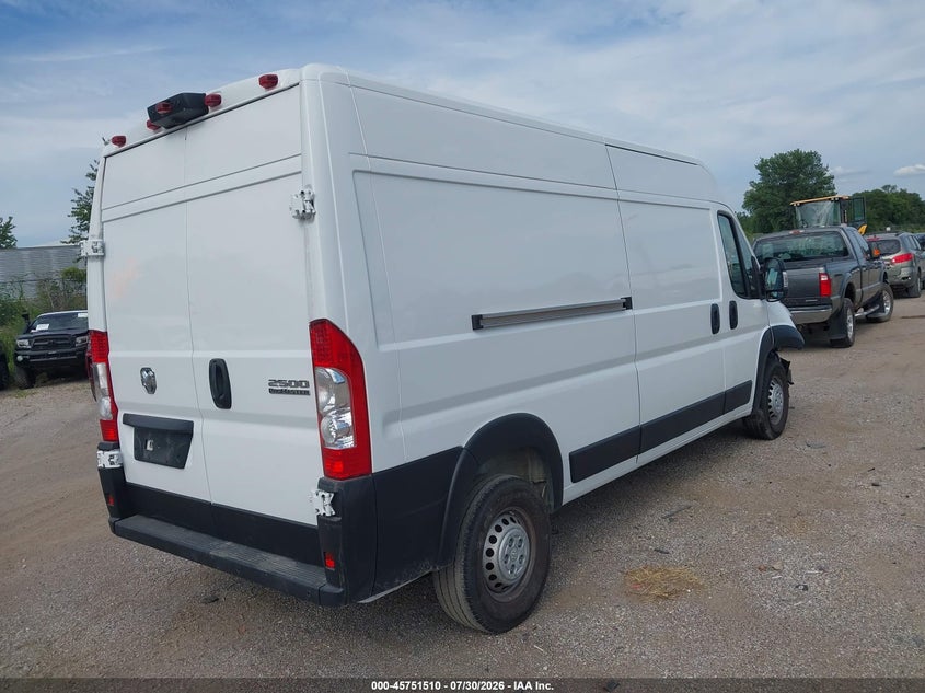 Vin: 3c6lrvdg1se522600, lot: 46250232, ram promaster 2500 tradesman high roof 159 wb w/pass seat 20254