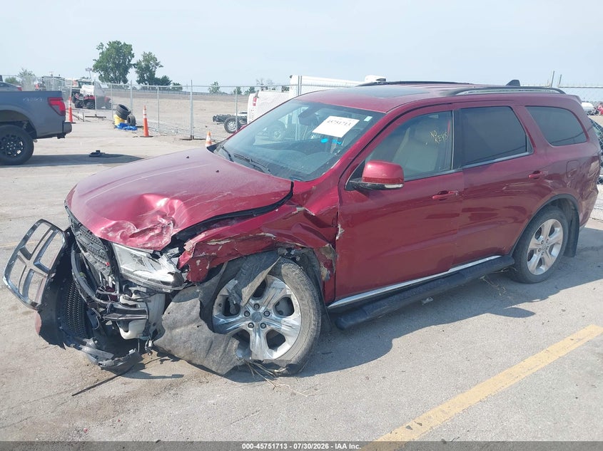 Vin: 1c4rdjdg2fc121189, lot: 46250435, dodge durango limited 20152
