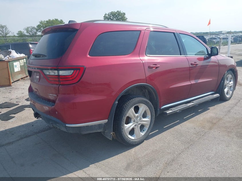 Vin: 1c4rdjdg2fc121189, lot: 46250435, dodge durango limited 20154