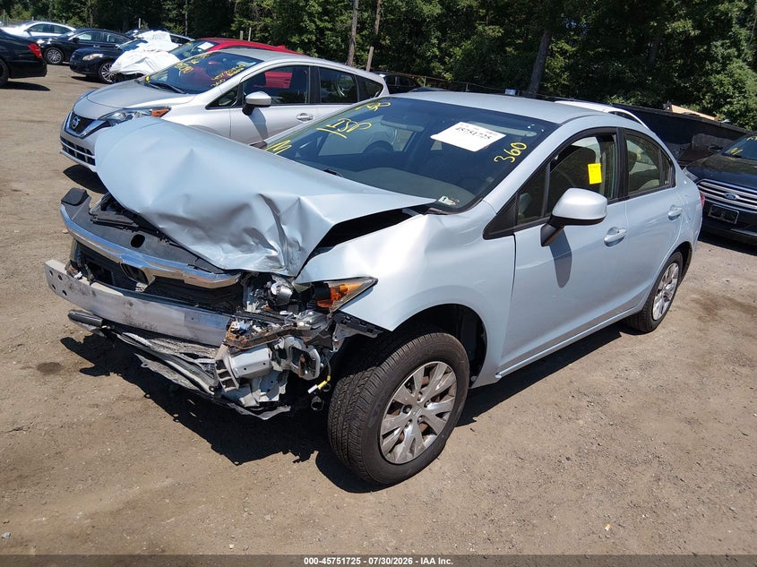 2012 Honda Civic, Front End, IAAI, VIN 19XFB2F52CE332908 — photo 2