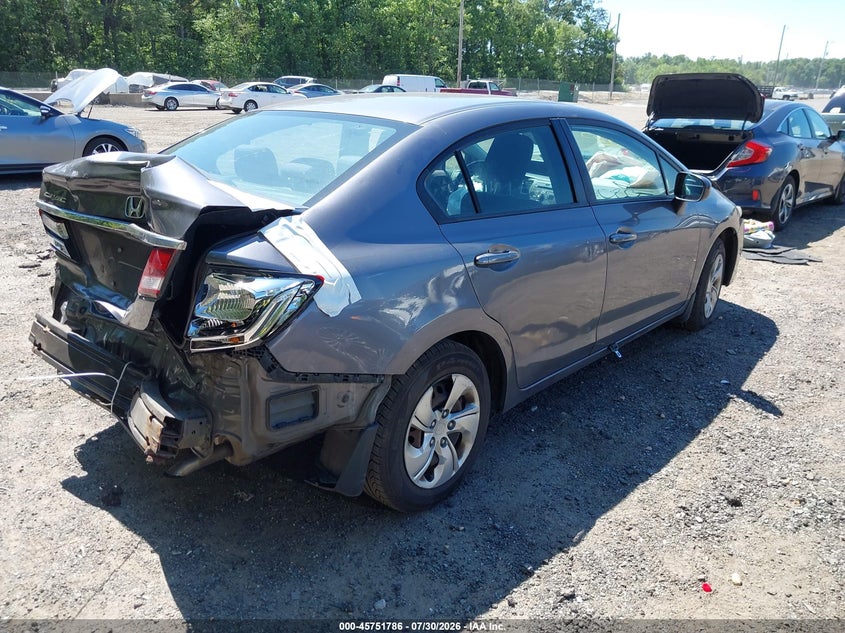 Vin: 19xfb2f52ee258375, lot: 46250508, honda civic lx 20144