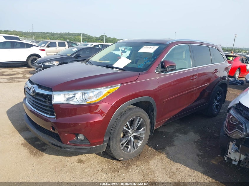 Vin: 5tdjkrfh1gs260916, lot: 46250849, toyota highlander xle v6 20162