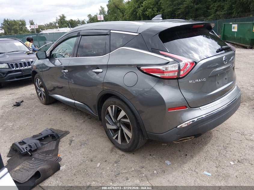 Vin: 5n1az2mh1jn197833, lot: 46250935, nissan murano platinum 20183