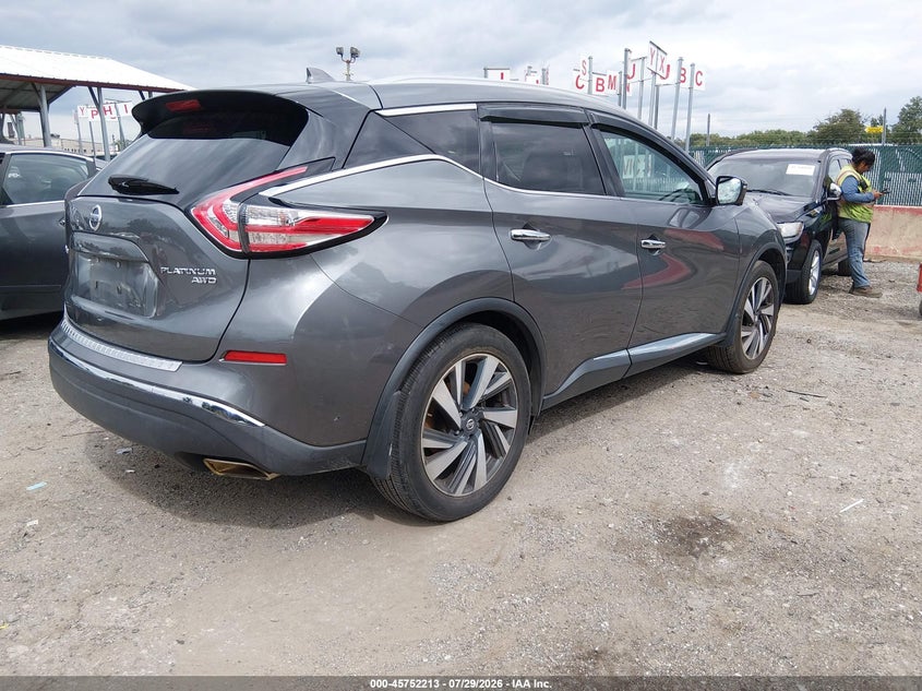Vin: 5n1az2mh1jn197833, lot: 46250935, nissan murano platinum 20184