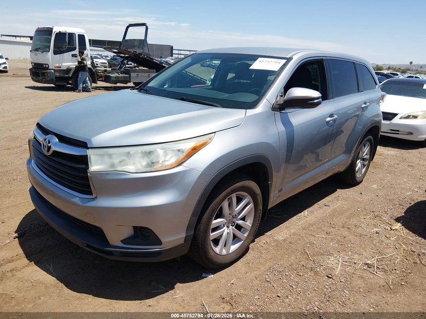 Vin: 5tdbkrfh9es045172, lot: 46251516, toyota highlander le v6 20142