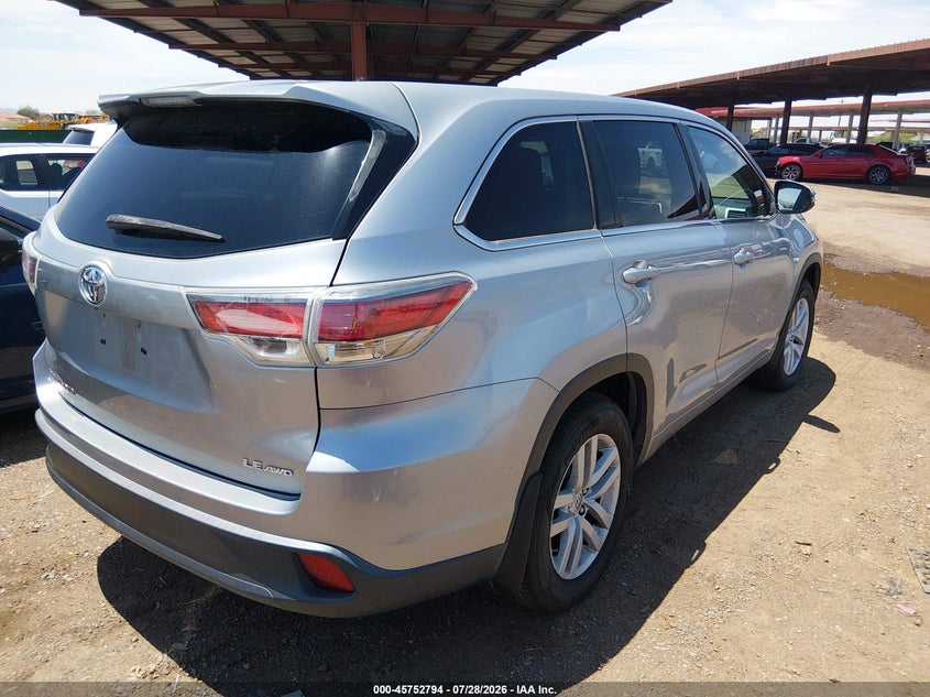 Vin: 5tdbkrfh9es045172, lot: 46251516, toyota highlander le v6 20144