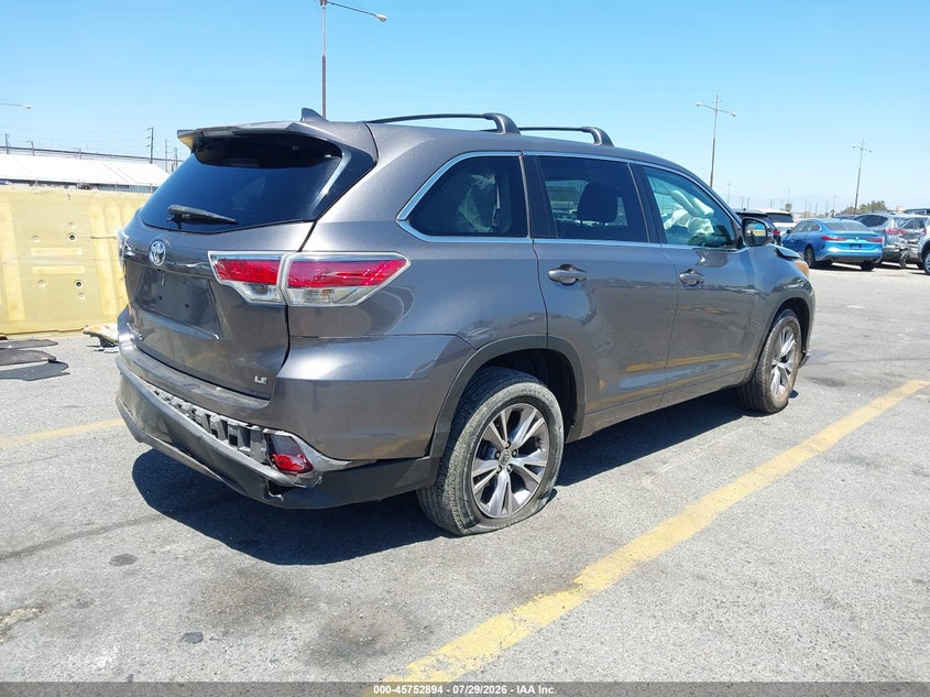Vin: 5tdzkrfh5fs050207, lot: 46251616, toyota highlander le plus v6 20154