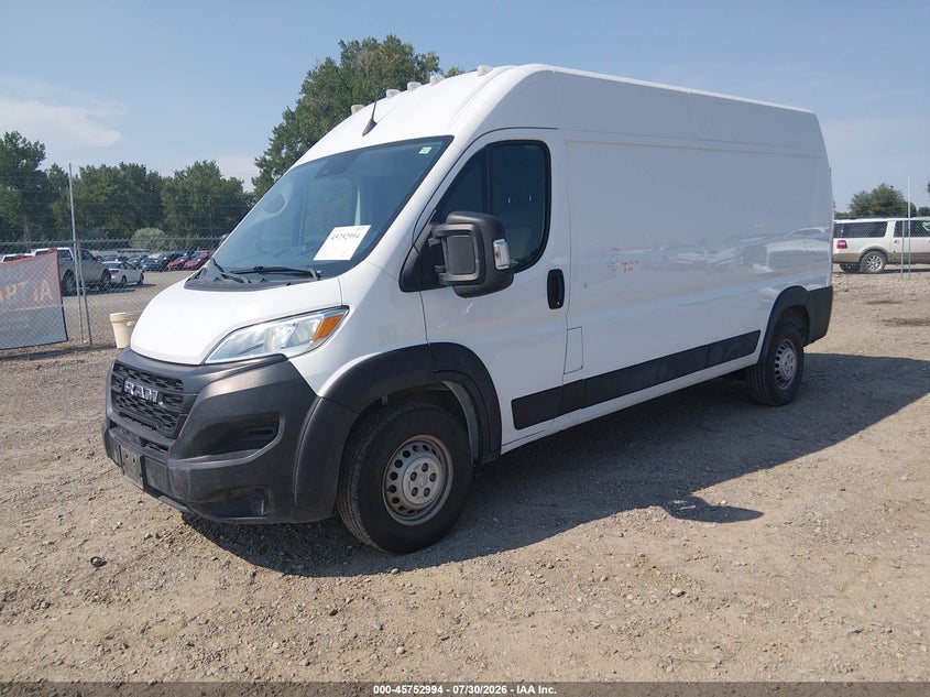 Vin: 3c6lrvdg9pe567842, lot: 46251716, ram promaster 2500 high roof 159 wb 20232
