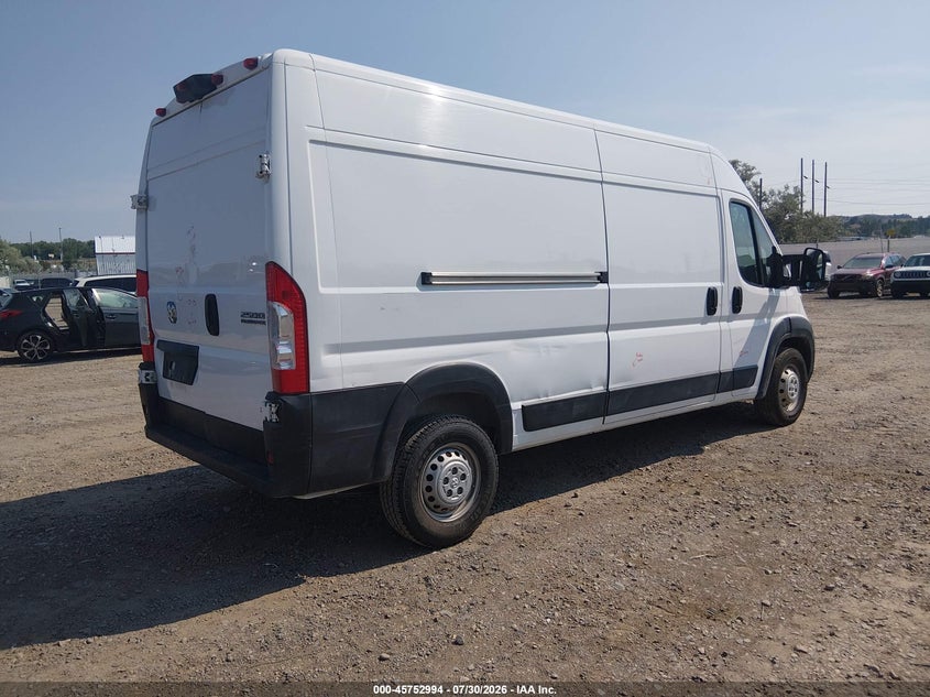 Vin: 3c6lrvdg9pe567842, lot: 46251716, ram promaster 2500 high roof 159 wb 20234