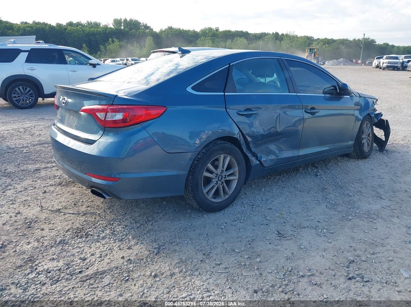 Vin: 5npe24afxfh058154, lot: 46252017, hyundai sonata se 20154