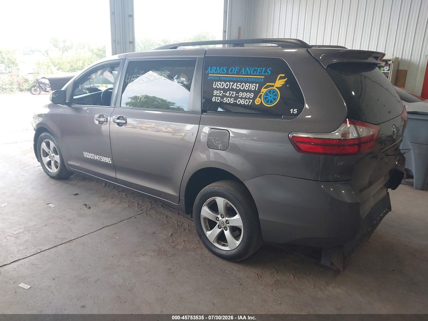 Vin: 5tdkk3dc9fs581531, lot: 46252257, toyota sienna le 8 passenger 20153