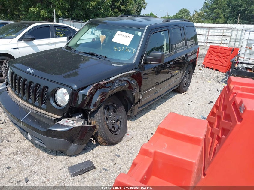 Vin: 1c4njpba6gd537363, lot: 46252543, jeep patriot sport 20162