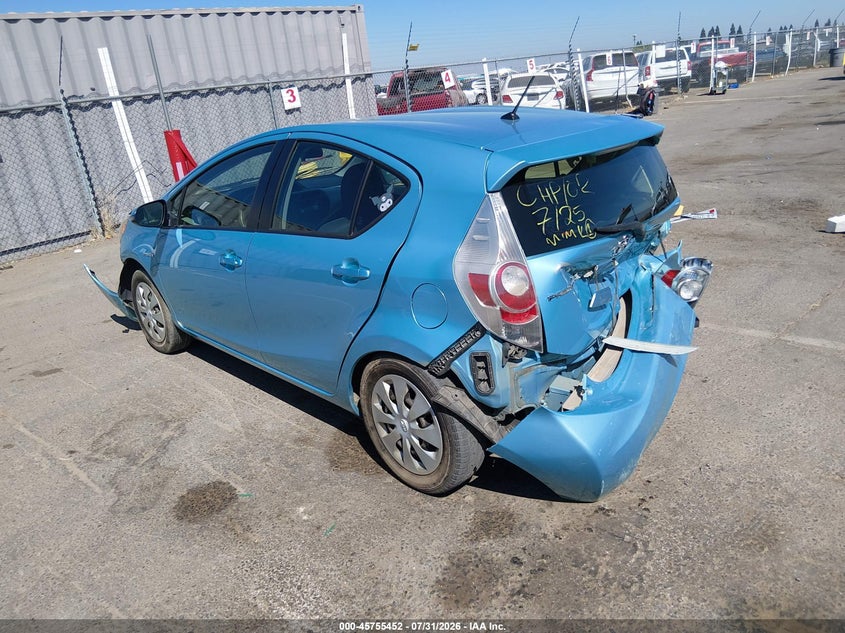 Vin: jtdkdtb31c1004000, lot: 46254174, toyota prius c two 20123