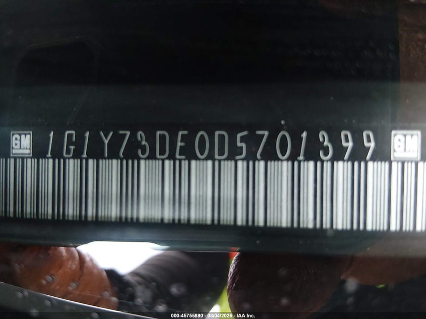 CHEVROLET CORVETTE 2013 VIN 1G1Y73DE0D5701399