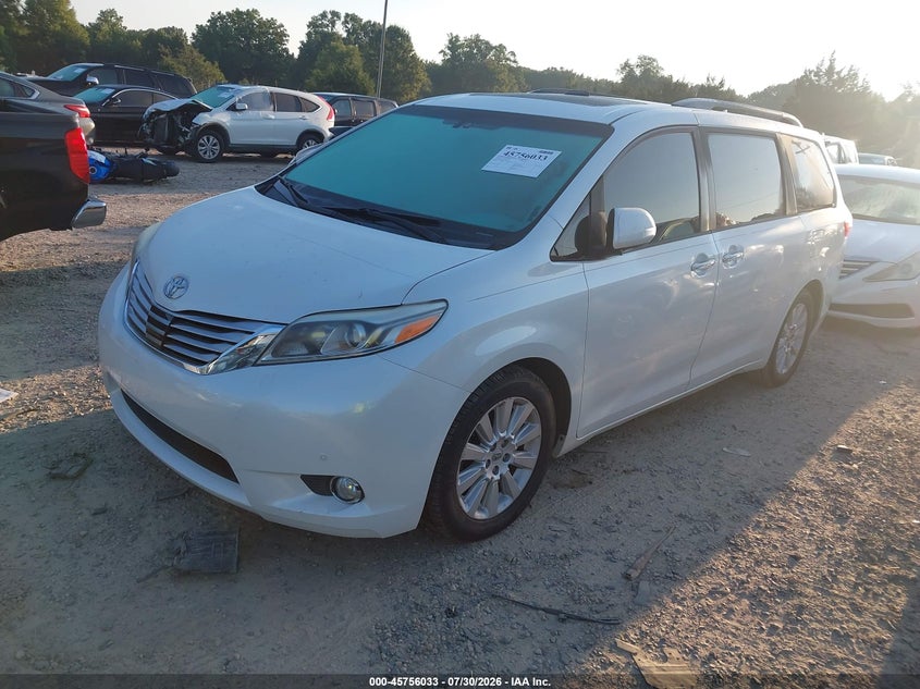 Vin: 5tdyk3dc9fs665116, lot: 46254755, toyota sienna limited premium 7 passenger 20152