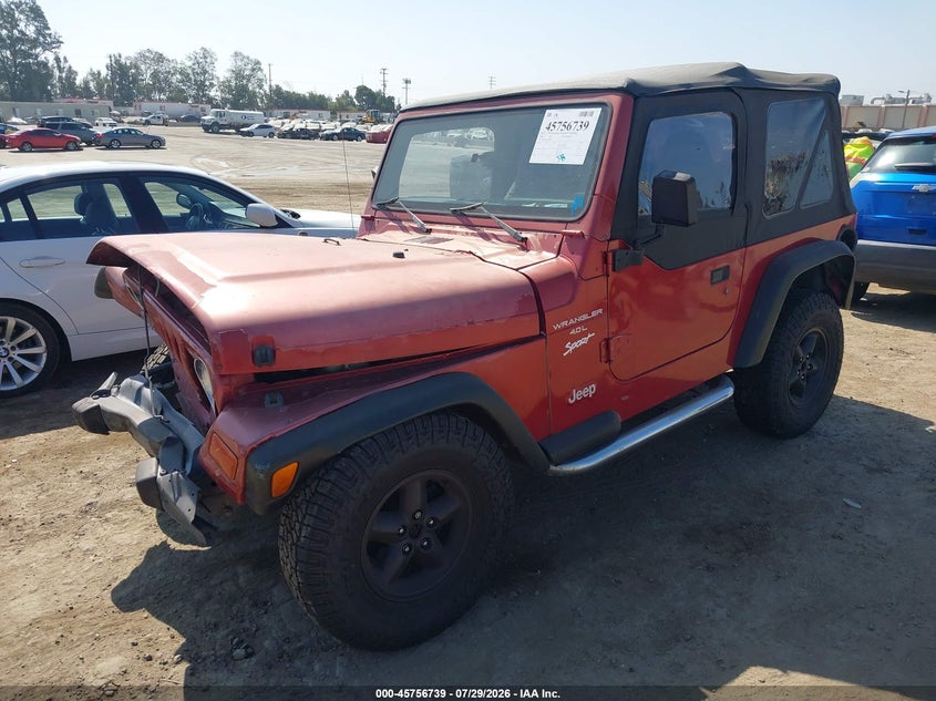 1998 Jeep Wrangler, Front End, IAAI, VIN 1J4FY19S2WP758154 — photo 2