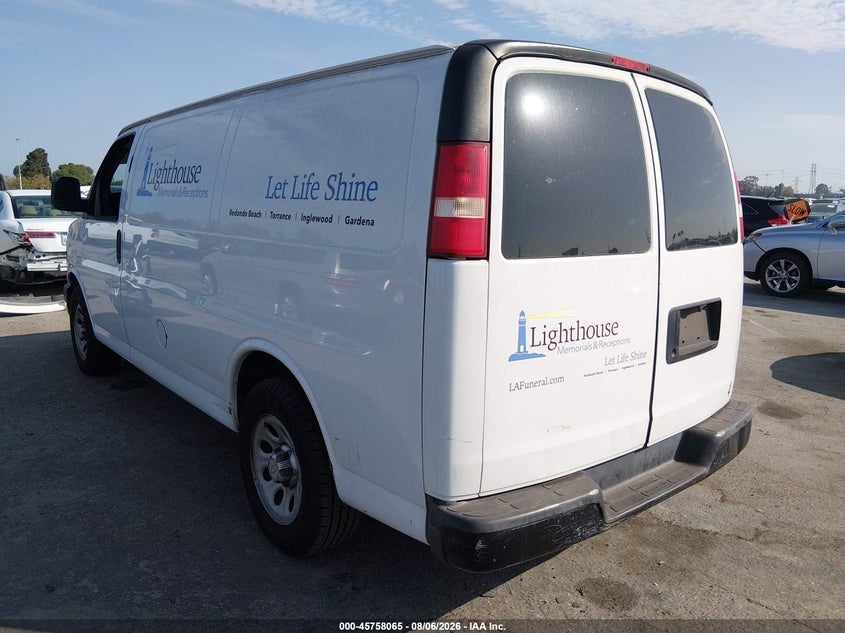 Vin: 1gcsgafx6d1159944, lot: 46256787, chevrolet express 1500 work van 20133