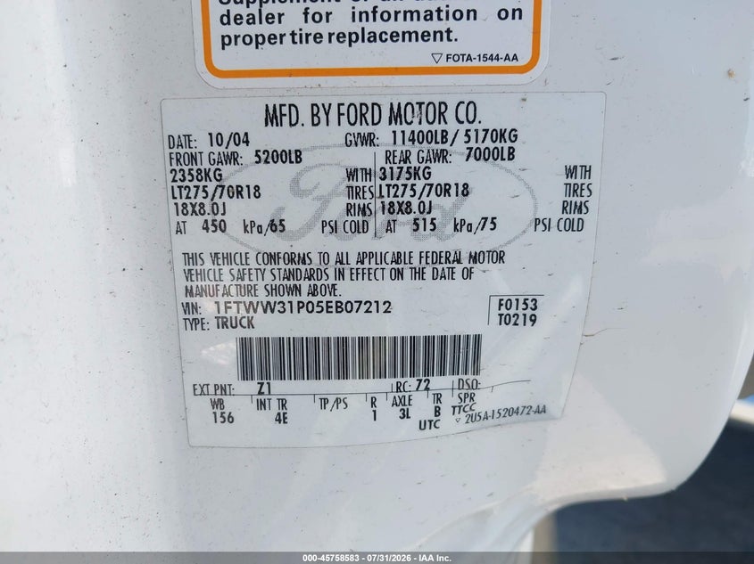 2005 FORD F350 PICKUP N/A