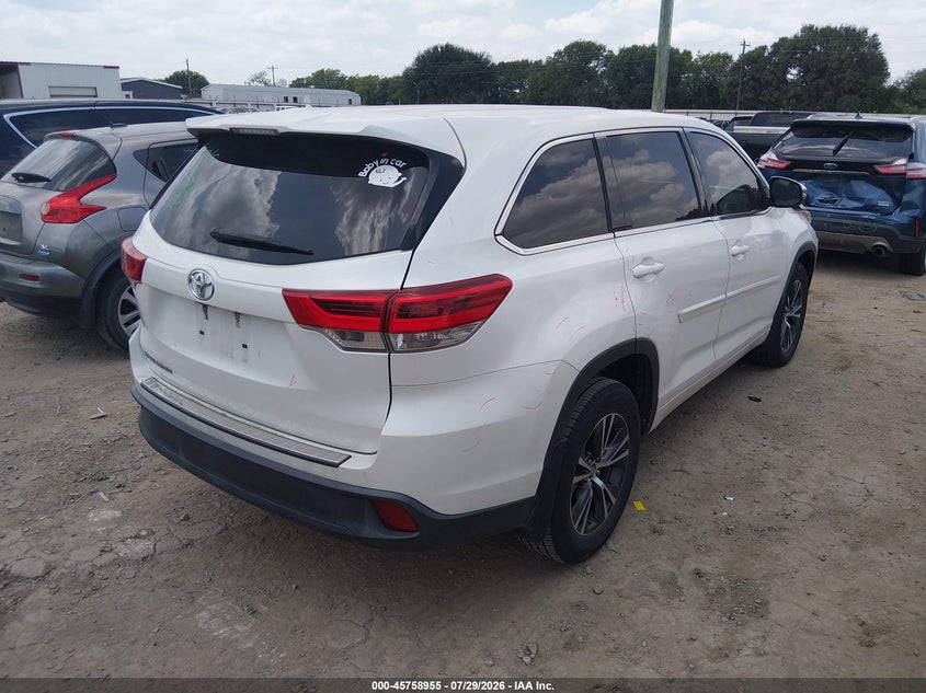 Vin: 5tdzzrfh3js261961, lot: 46257677, toyota highlander le 20184