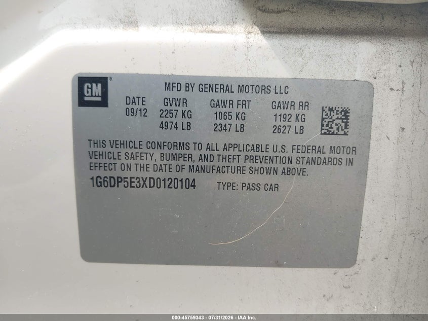 2013 CADILLAC CTS SEDAN 3.6L V-6 DI, DOHC, VVT, 318HP